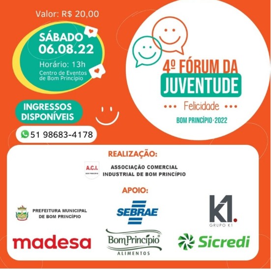 Neste sábado ocorre o 4º Fórum da Juventude em Bom Princípio