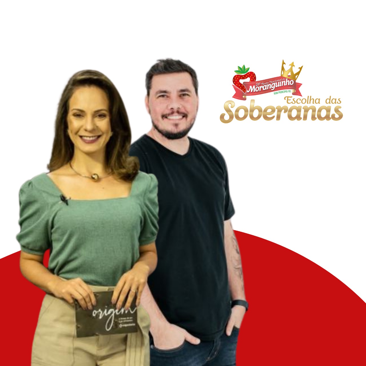 Rodrigo Adams e Diana Mendel serão os apresentadores da Escolha das Soberanas da 21ª Festa Nacional do Moranguinho