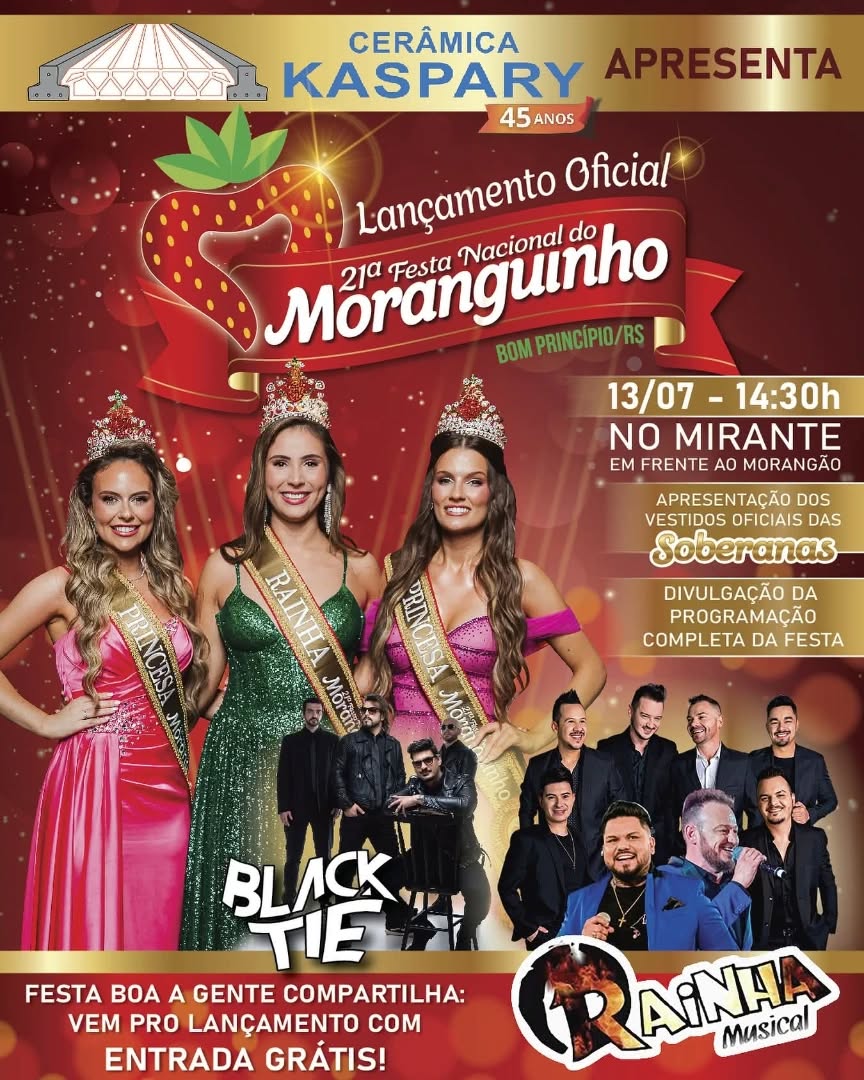 Lançamento oficial da 21ª Festa Nacional do Moranguinho será em 13 de julho