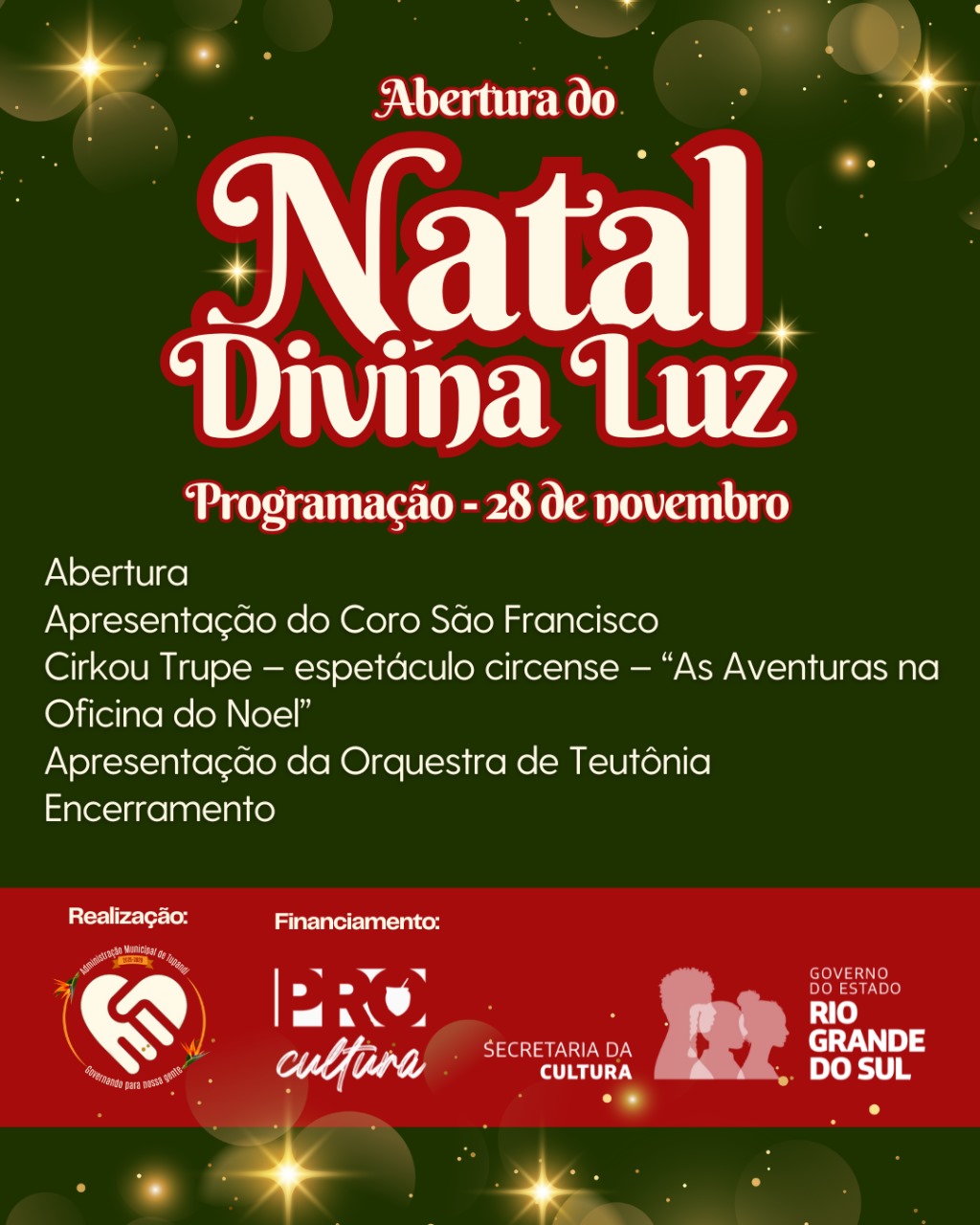 Natal Divina Luz terá duas noites de atrações em Tupandi