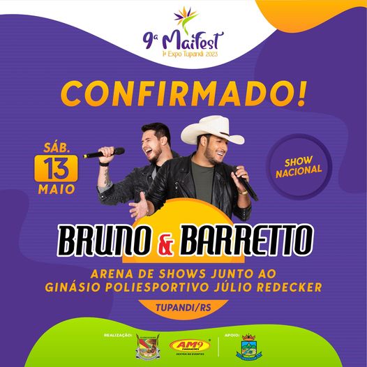 SHOW NACIONAL CONFIRMADO: #BRUNOEBARRETO