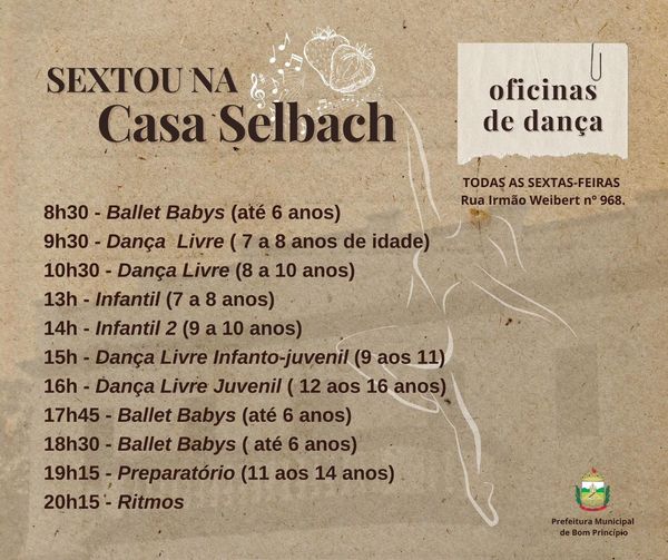 Bom Princípio - Abertas as matrículas para oficina de danças na Casa Selbach