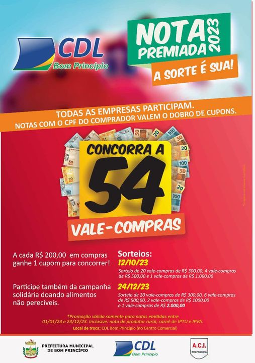 Campanha de Compras Nota Premiada 2023 - A Sorte é Sua!