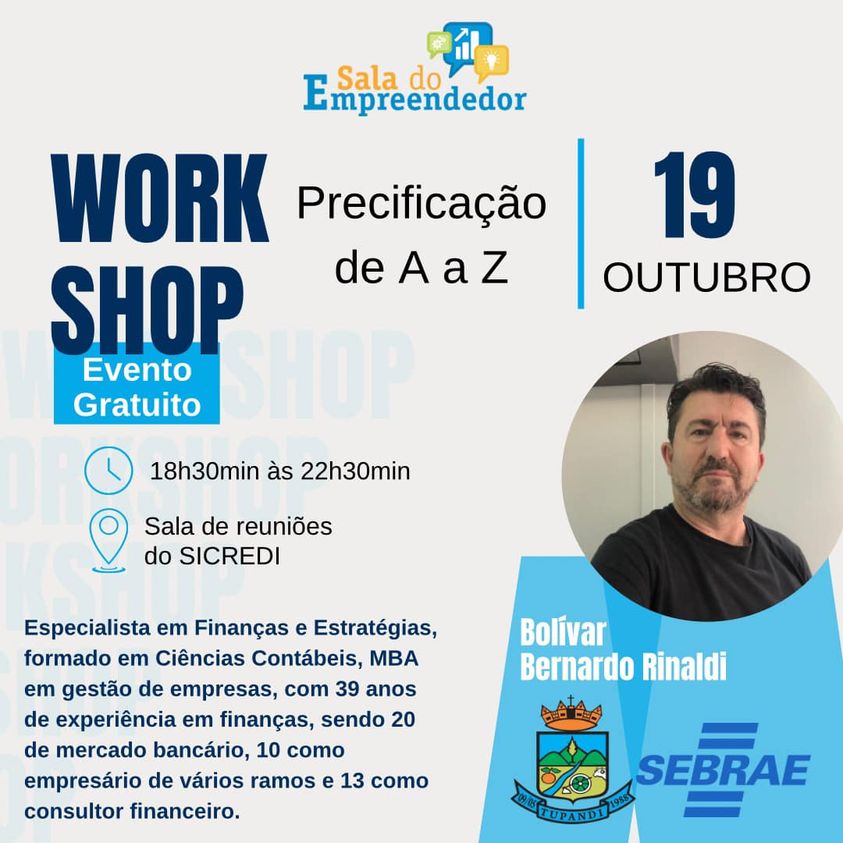 Tupandi terá Workshop sobre precificação de produtos e serviços 