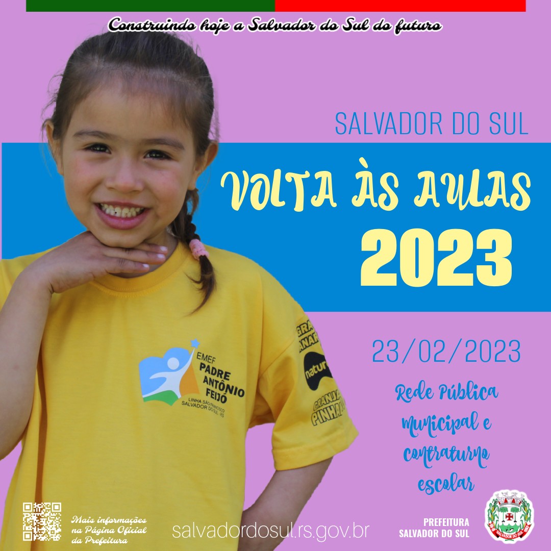 Secretaria de Educação comunica volta às aulas da rede municipal de ensino de Salvador do Sul - 22/02/2023