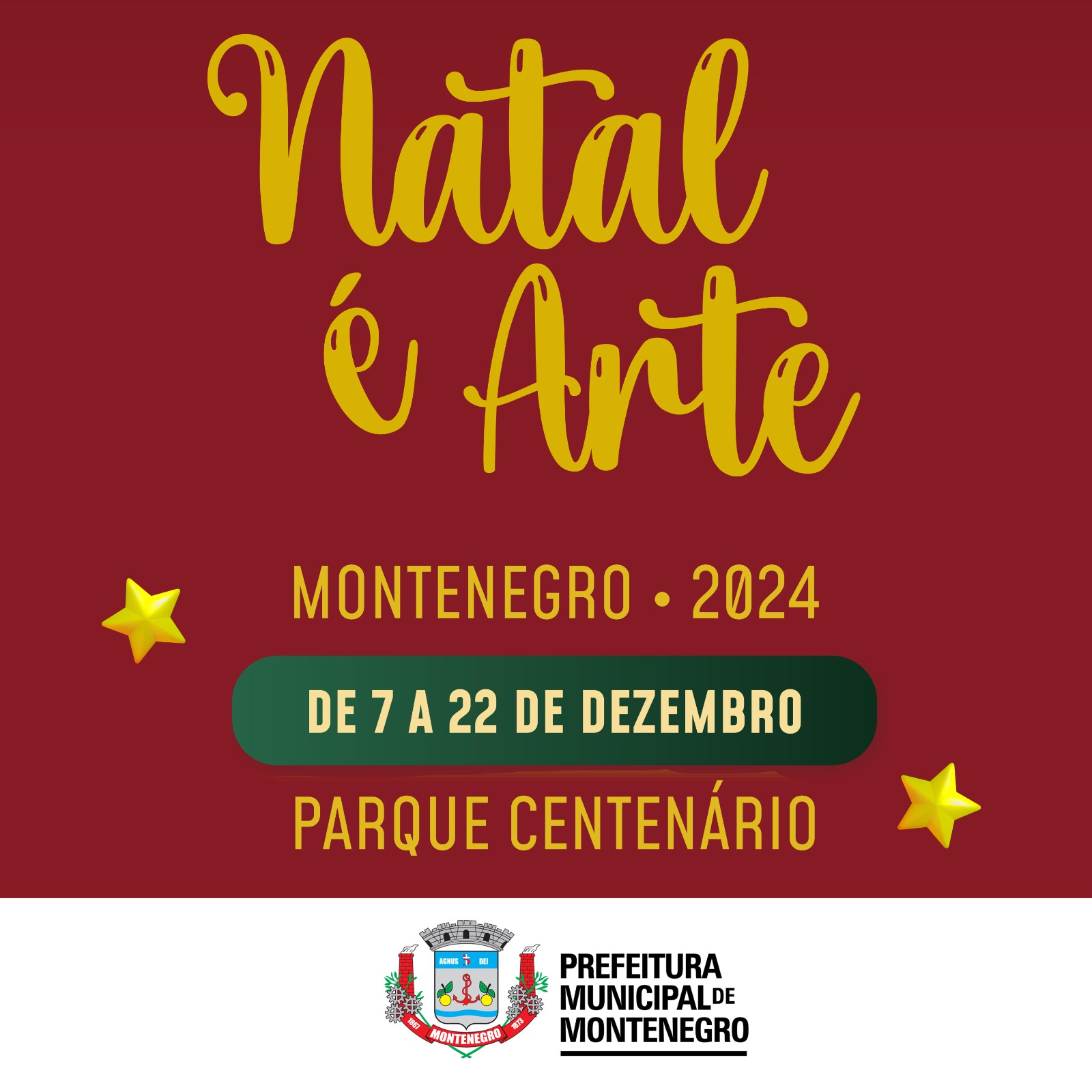 Natal é Arte tem programação concentrada no Parque Centenário de Montenegro