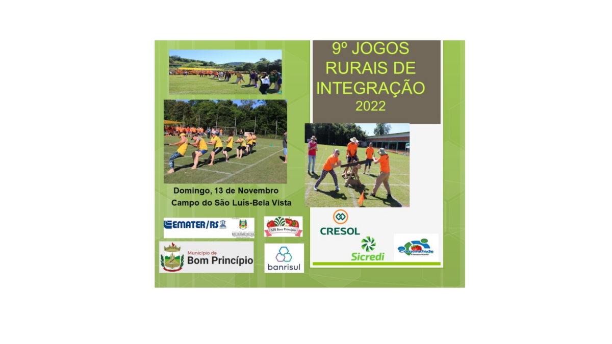 Dia 13 de novembro ocorrerá a 9ª edição dos Jogos Rurais de integração em Bom Princípio