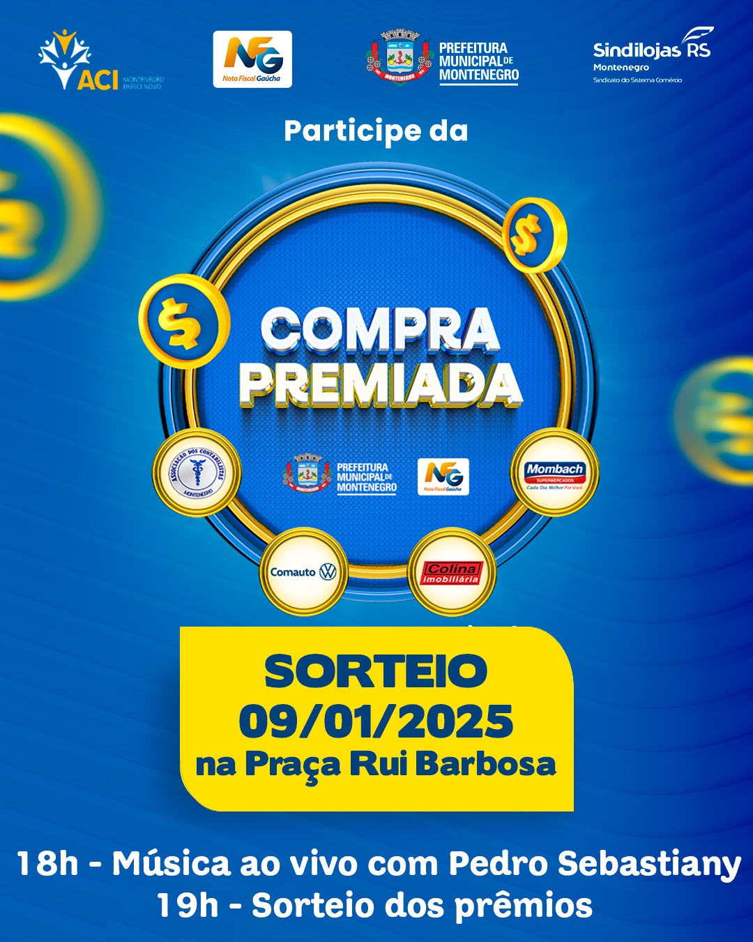 Sorteio do Compra Premiada terá música e food trucks em Montenegro