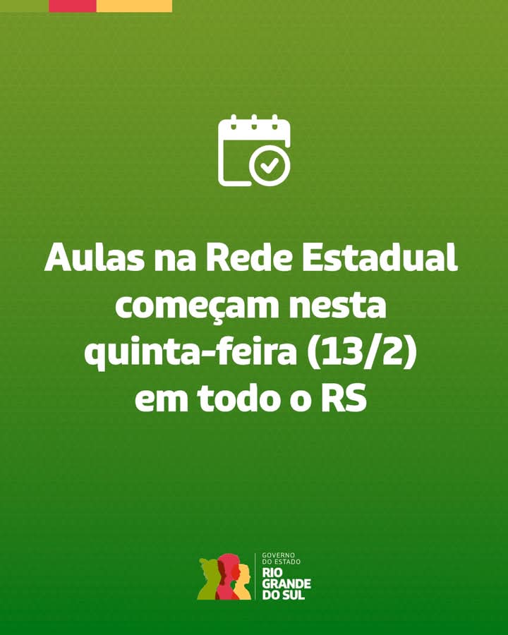 Aulas nas escolas estaduais iniciam na próxima quinta-feira