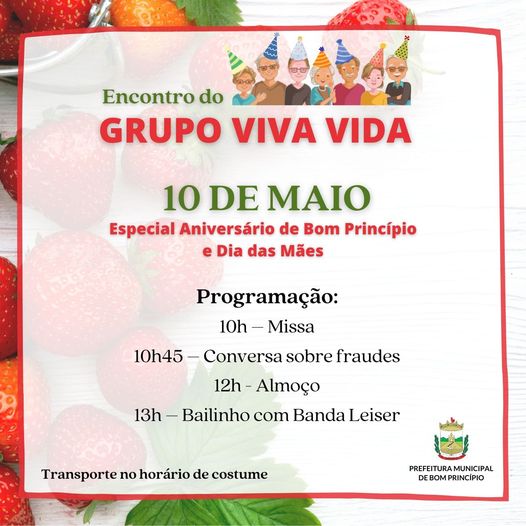 Bom Princípio - Programação pelos 41 anos de Bom Princípio e também irá celebrar o Dia das Mães