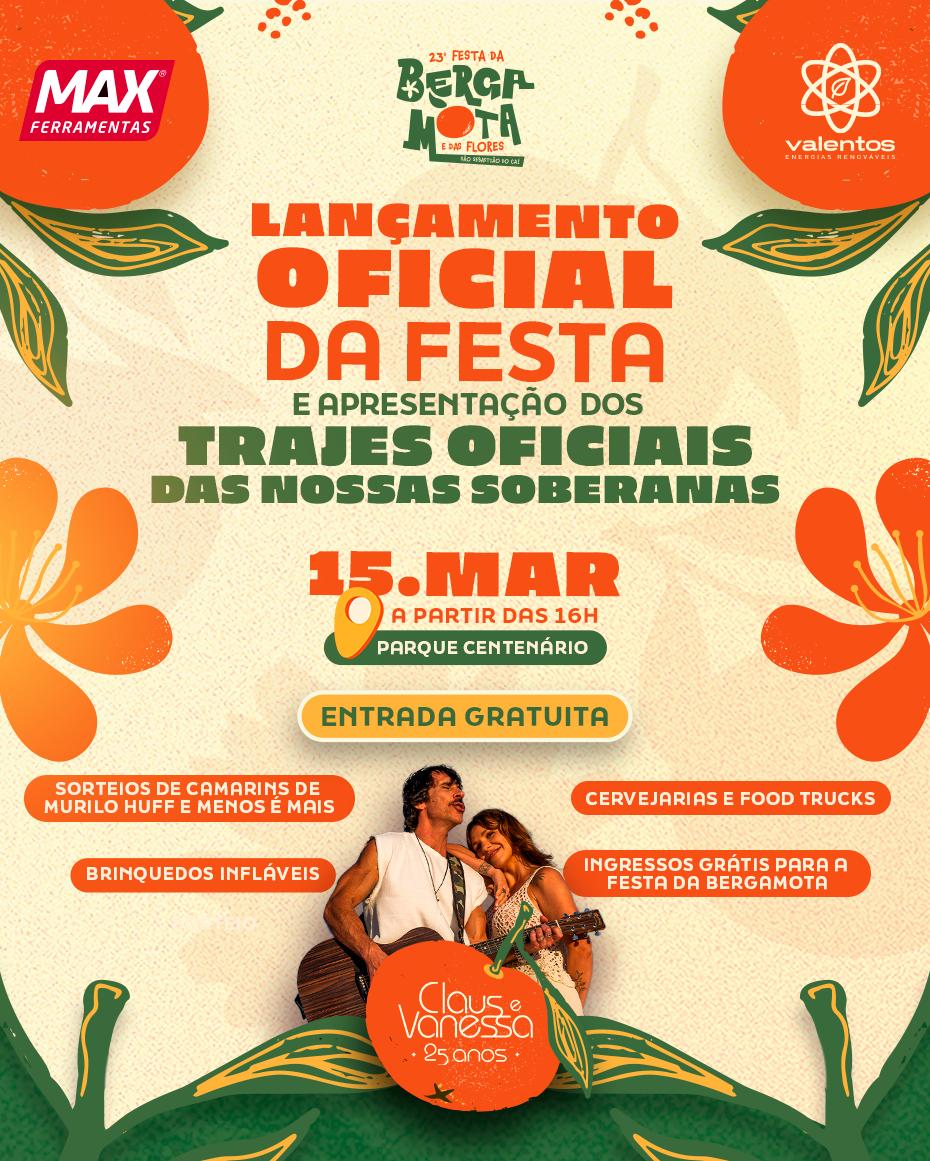 Lançamento da Festa da Bergamota será neste domingo