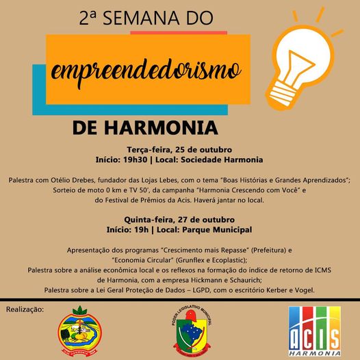 Harmonia terá 2ª Semana do Empreendedorismo