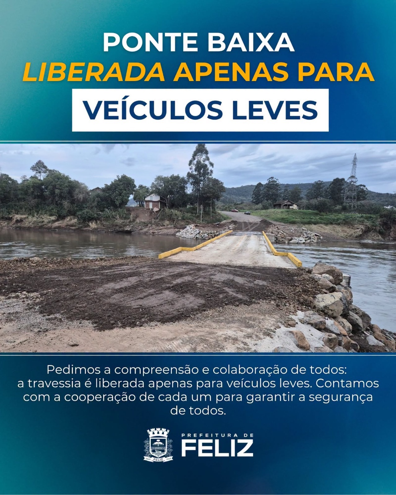 Ponte da Felizcidade é liberada para veículos leves