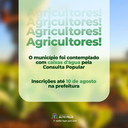Alto Feliz - MUNICÍPIO CONTEMPLADO COM CAIXAS D’ÁGUA