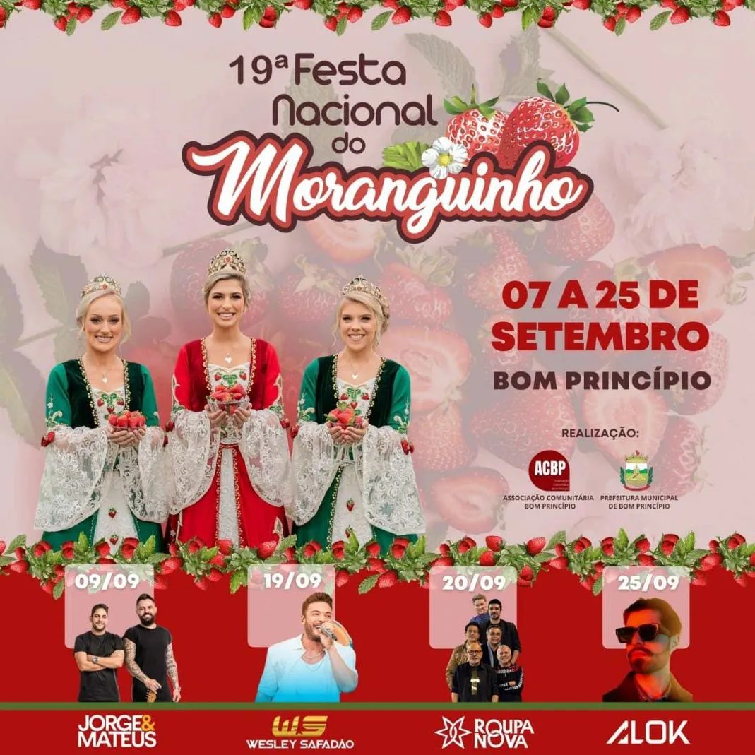 Bom Princípio espera milhares de visitantes para sua 19ª Festa Nacional do Moranguinho
