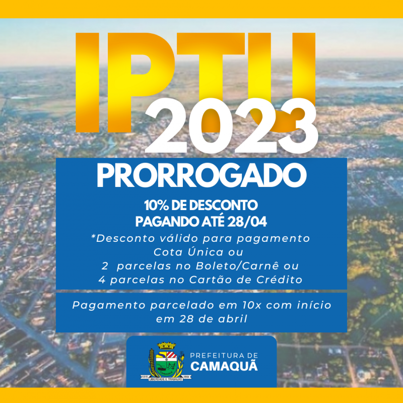 Prorrogado pagamento do IPTU com 10% desconto em cota única até 28 de abril