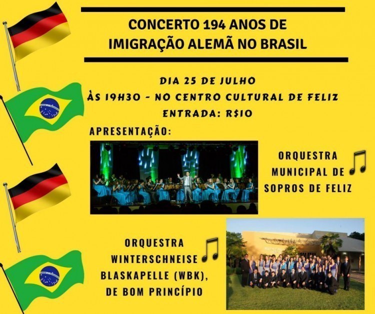 Orquestras fazem concerto dos 194 anos de imigração alemã no Brasil