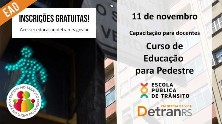 DetranRS abre inscrições para curso EAD de Educação para Pedestre