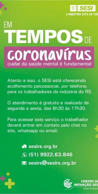 Atendimento psicossocial para trabalhadores enfrentarem os desafios do coronavírus