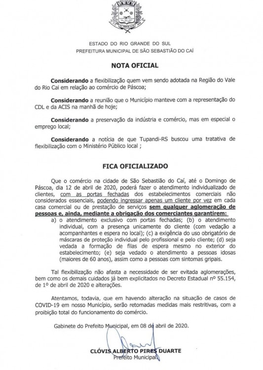 Comércio de Caí pode atender até domingo