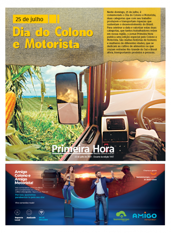 Caderno especial do Primeira Hora homenageia colonos e motoristas