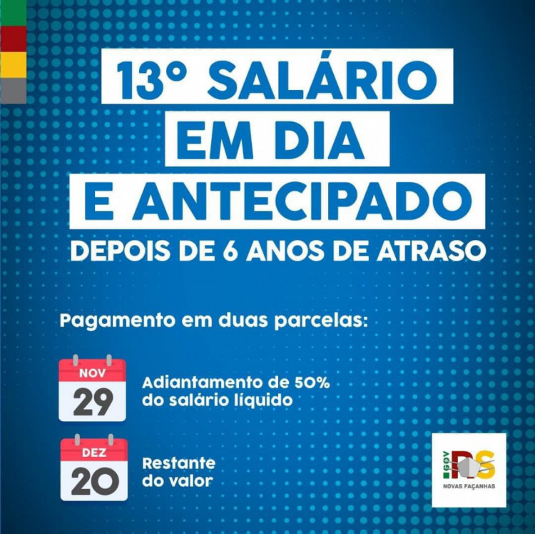 Estado pagará 13º do funcionalismo em dia