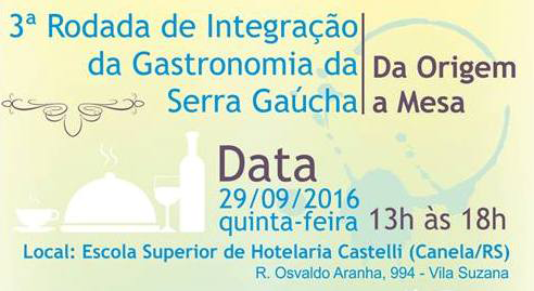 3ª Rodada de Integração da Gastronomia da Serra ocorre dia 29 em Canela